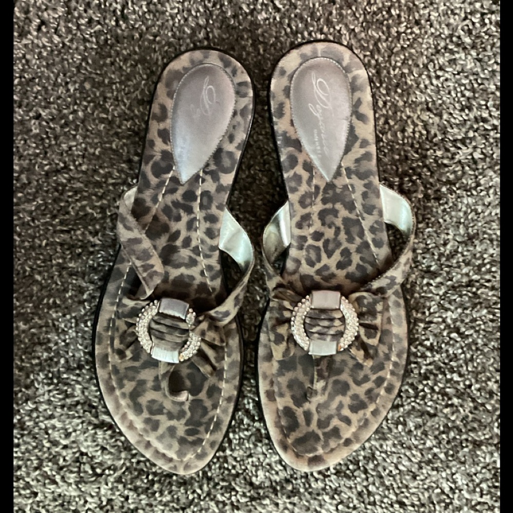 Animal print slide sandals